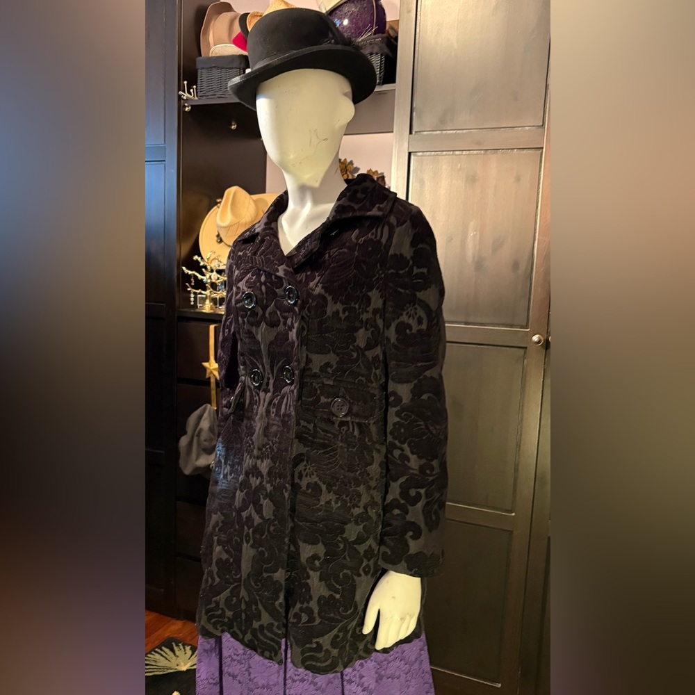 Black brocade tapestry coat